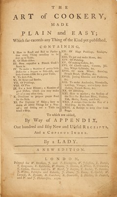 Lot 82 - An early edition of Hannah Glasse's great cookbook