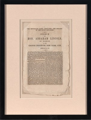 Lot 25 - Abraham Lincoln's important Cooper Union Address