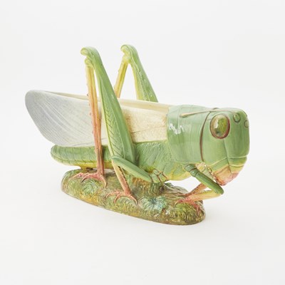 Lot 220 - Delphin Massier Majolica Vase Modeled as a Grasshopper