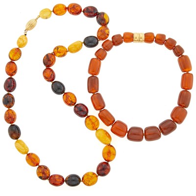 Lot 1289 - Two Amber Bead Necklaces