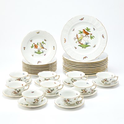 Lot Herend Porcelain "Rothschild Bird" Pattern Part Dinner Service