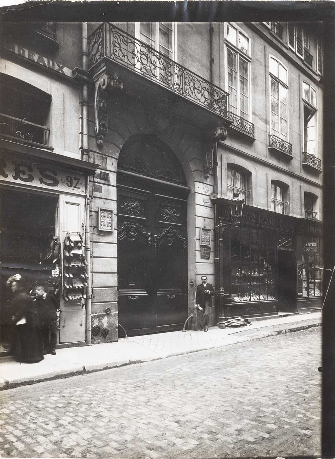 Lot 20 - Eugene Atget, Balcon et Portail, 97 rue du Bae, Paris, circa 1890