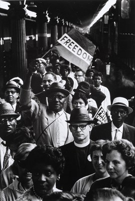 Lot 69 - Flip Schulke, Demonstrators Arrive at Washington's (DC) Union Station. Washington, DC, August 1963