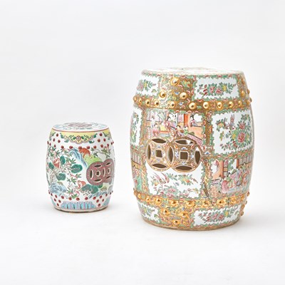 Lot 123 - Two Chinese Export Porcelain Garden Stools