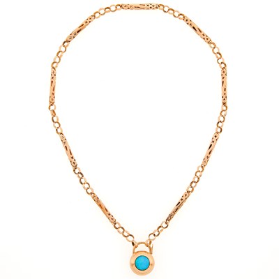 Lot 1124 - Rose Gold, Garnet and Opal Pendant-Necklace