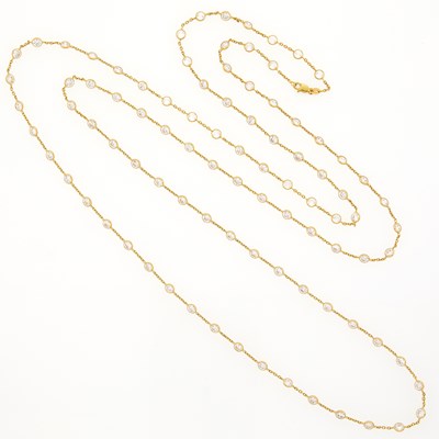 Lot 1272 - Long Gold and Cubic Zirconia Chain Necklace