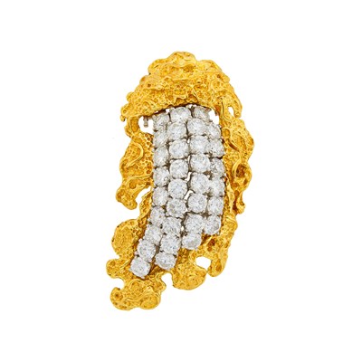 Lot 156 - White Gold and Diamond Pendant-Brooch with Gold Brooch Frame and Chain Necklace