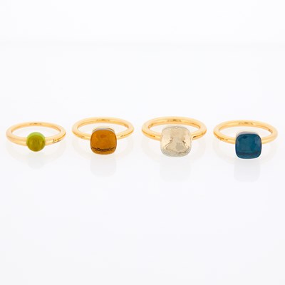 Lot 1009 - Pomellato Four Gold and Gem-Set 'Nudo' Rings