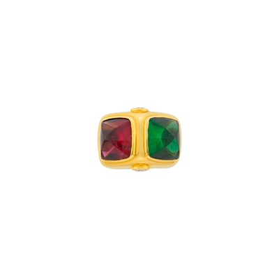 Lot 73 - Gold, Cabochon Rubelllite, Tourmaline and Diamond Ring