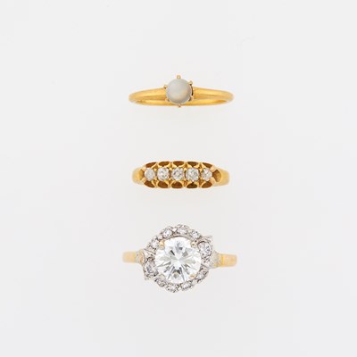 Lot 2006 - Three Two-Color Gold and Diamond Rings