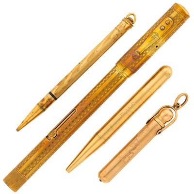 Lot 1309 - Four Gold and Gold-Filled Pens and Pencils