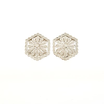 Lot 197 - Pair of White Gold and Diamond Earclips