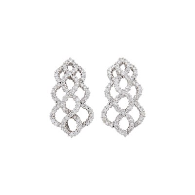 Lot 57 - Pair of White Gold and Diamond Earrings