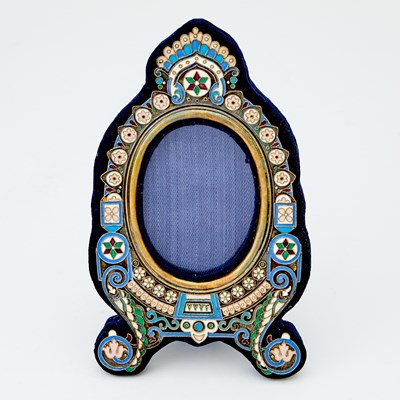 Lot 137 - Russian Silver-Gilt and Cloisonné Enamel Photograph Frame