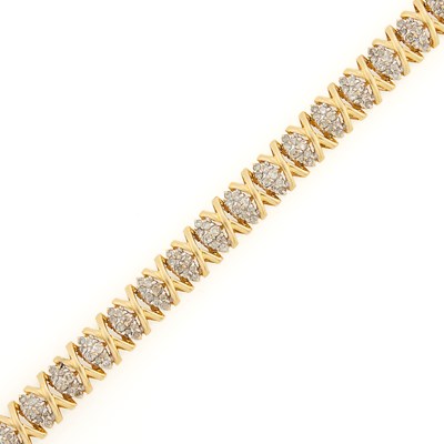 Lot 1068 - Two-Color Gold and Diamond Bracelet