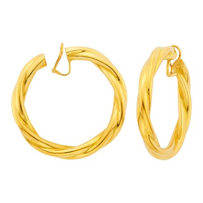 Lot 75 - Pair of Oversized Gold Hoop Earclips