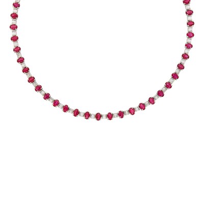 Lot 120 - Platinum, Ruby and Diamond Necklace and Bracelet