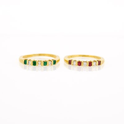 Lot 1270 - Two Van Cleef & Arpels Gold, Ruby, Emerald and Diamond Rings