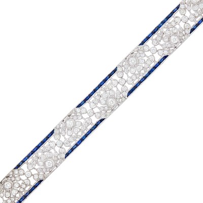 Lot 125 - White Gold, Diamond and Sapphire Bracelet