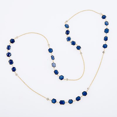 Lot 3307 - Gold, Sapphire and Diamond Chain Necklace