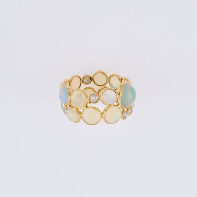 Lot 3054 - Two Row Gold and Opal Band Ring