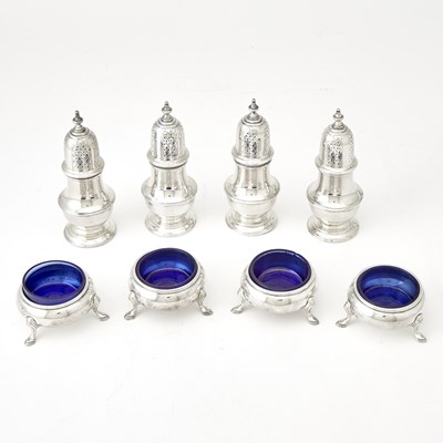 Lot 641 - Set of Four American Sterling Silver Open Salts and Four Pepper Casters