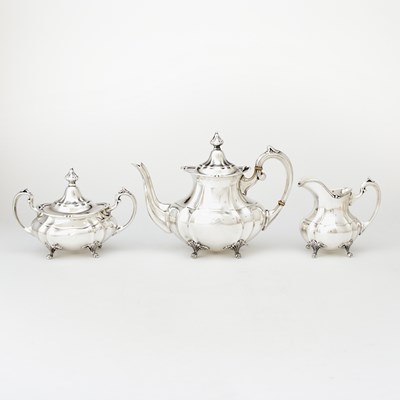 Lot 644 - Fisher Sterling Silver "Footed Duncan" Pattern Tea Service