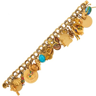 Lot 1118 - Gold, Low Karat Gold and Gilt-Metal Charm Bracelet