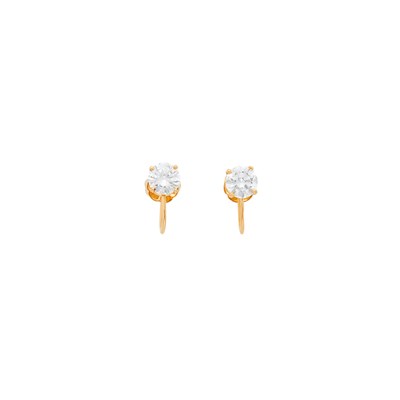 Lot 1007 - Pair of Gold and Diamond Earclips