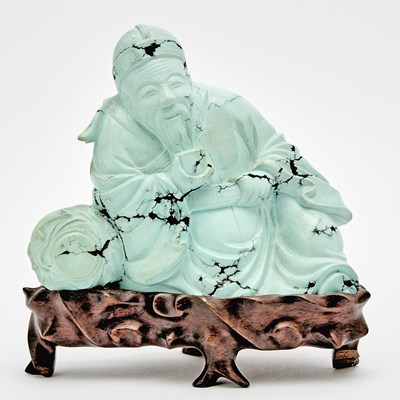 Lot 75 - A Large Chinese Turquoise Figural Carving