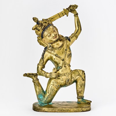 Lot 370 - A Tibetan Gilt Bronze Figure of Vajrayogini