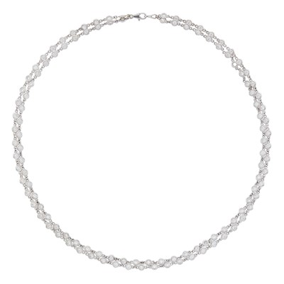 Lot 46 - Double Strand White Gold and Diamond Chain Necklace