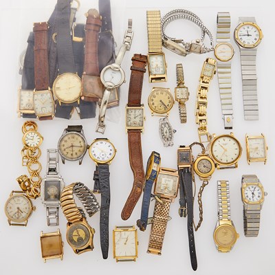 Lot 1303 - Group of Lady's and Gentleman's Gold, Low Karat Gold, Gold-Filled and Metal Wristwatches