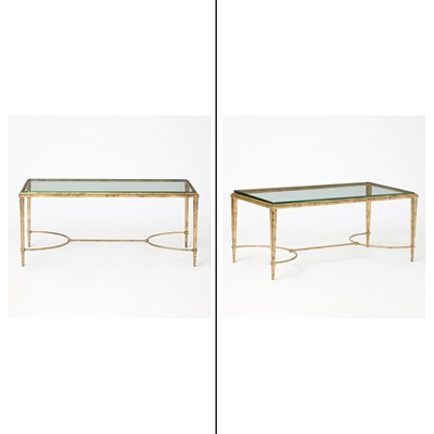 Lot 639 - Pair of Gilt-Iron and Glass Low Tables