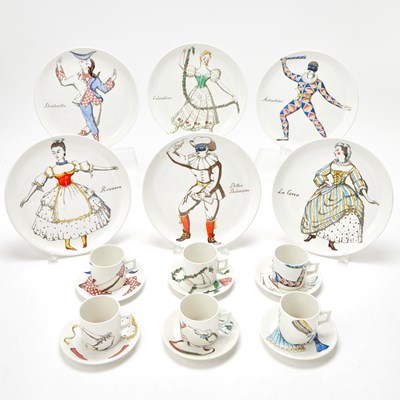 Lot 178 - Fornasetti Porcelain "Le Maschere Italiene" Pattern Part Dinner Service