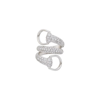 Lot 52 - Gucci White Gold and Diamond Coiled 'Horsebit' Ring