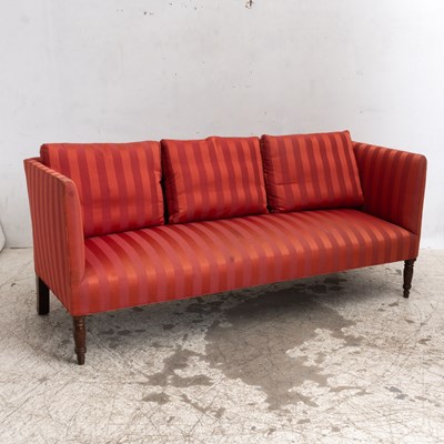 Lot 234 - Red Striped Upholstered Sofa