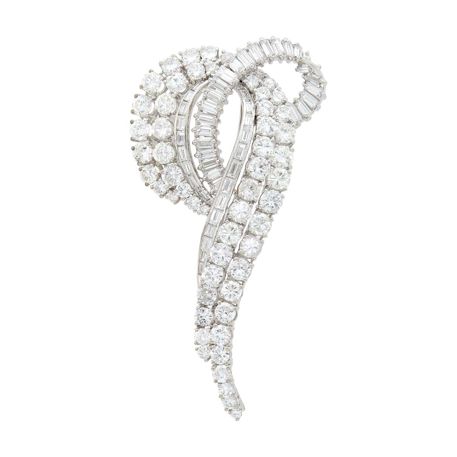 Lot 144 - Platinum and Diamond Clip-Brooch