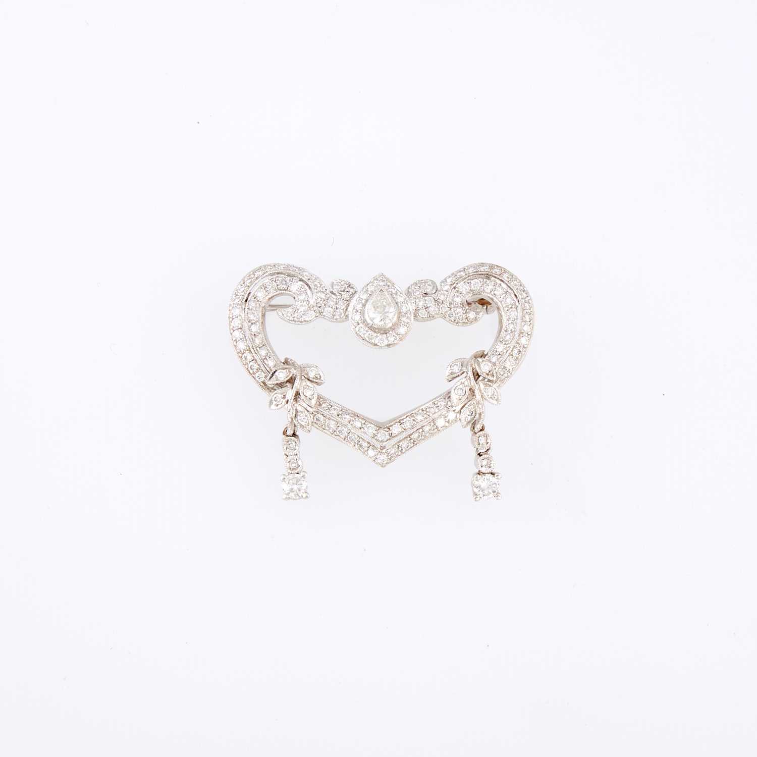 Lot 1066 - White Gold and Diamond Brooch