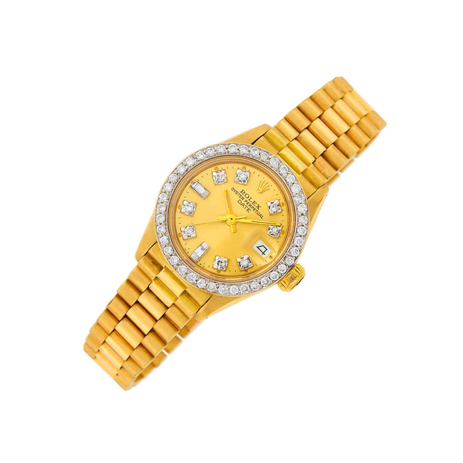 Lot 23 - Rolex Gold and Diamond 'Datejust' Wristwatch, Ref. 6917