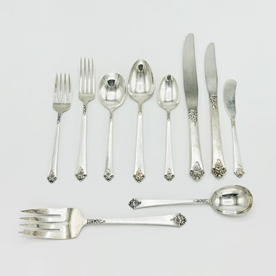 Lot 1147 - Royal Crest Sterling Silver "Castle Rose" Pattern Part Flatware Service