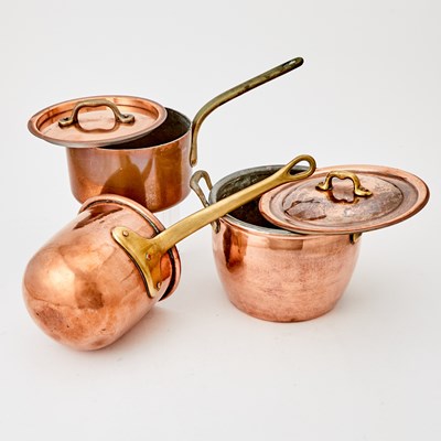 Lot 632 - Group of Copper and Brass Cookware and Table Articles