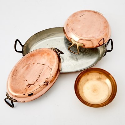 Lot 632 - Group of Copper and Brass Cookware and Table Articles