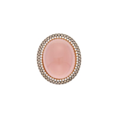 Lot 48 - Rose and Blackened Gold, Rose Quartz, Colored Diamond and Diamond Ring