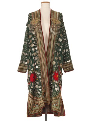 Lot 240 - Dark Green Wool Blend, Embroidered and Metal Embellished Coat