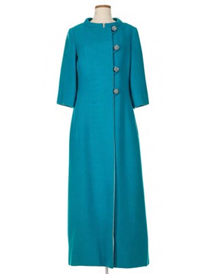 Lot 242 - Jablow Original by David Kidd Peacock Blue Wool Full Length Evening Coat