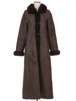 Lot 417 - Brown Fur Lined Patchwork Coat