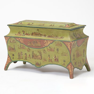 Lot 62 - Italian Rococo Style Green Painted and Decoupage Chest