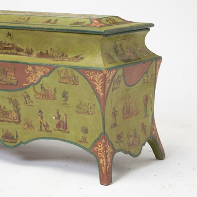 Lot 62 - Italian Rococo Style Green Painted and Decoupage Chest