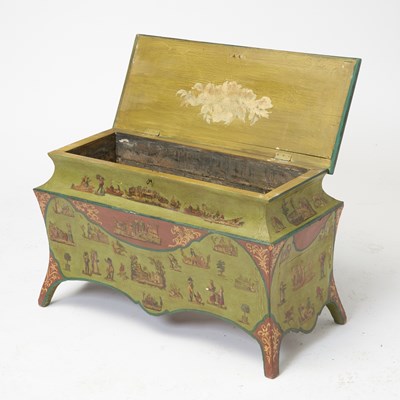 Lot 62 - Italian Rococo Style Green Painted and Decoupage Chest